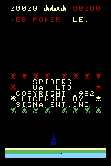 Spiders title screen for Arcadia 2001